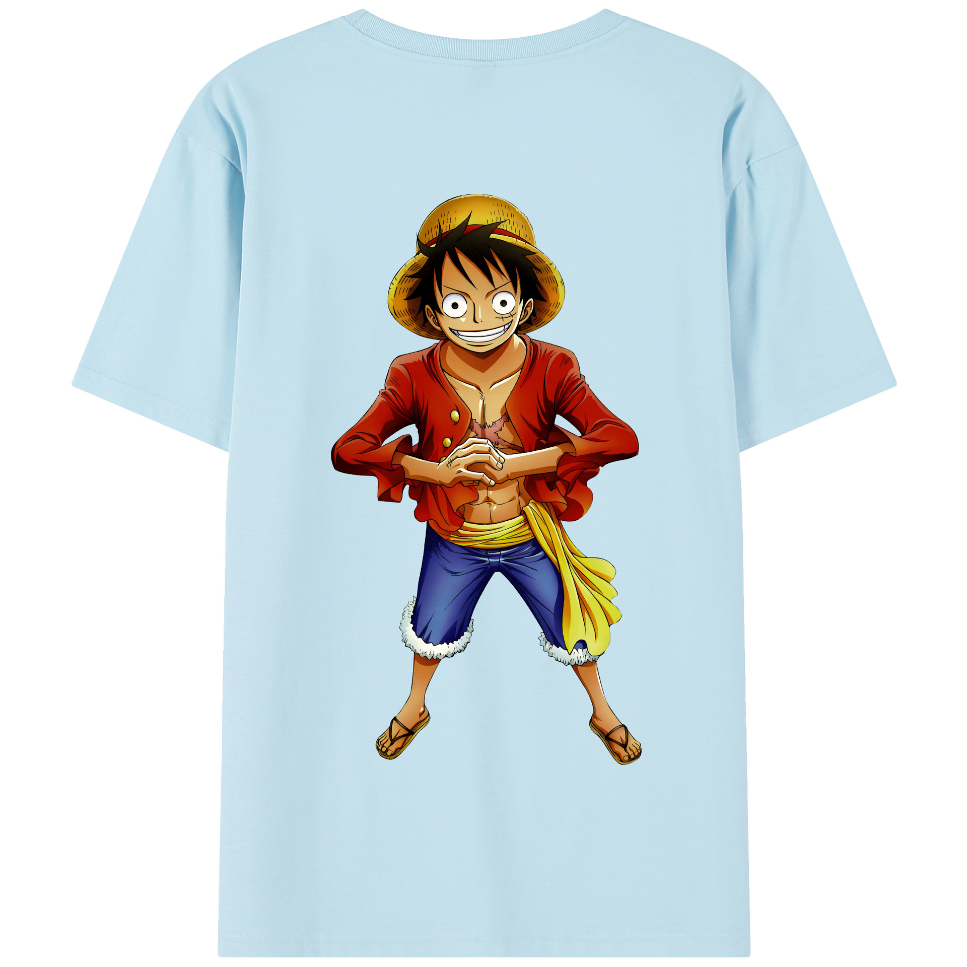 ワンピース モンキー・D・ルフィ ONE PIECE Monkey D. Luffy 綿100％半袖Tシャツ（背面プリント）